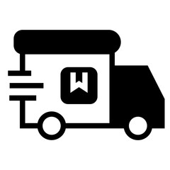 Fast moving shipping delivery truck  vector icon for transportation apps and websites.