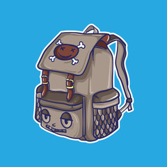 Backpack Icon Flat Illustration, in cartoon style