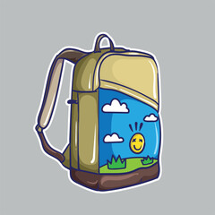Backpack Icon Flat Illustration, in cartoon style