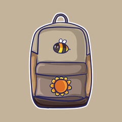 Backpack Icon Flat Illustration, in cartoon style