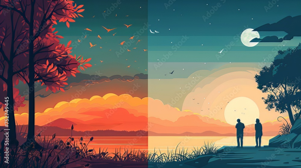 Poster vector illustrations: illustrations created using vector graphics, often featuring simple and clean 