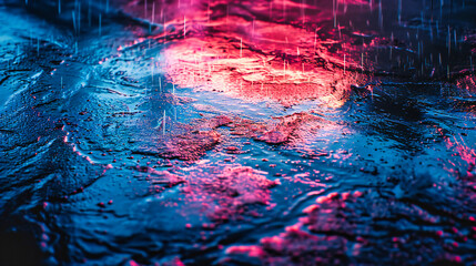Rainy City Night, Reflective Wet Streets, Abstract Lights and Water, Urban Atmosphere After the Storm