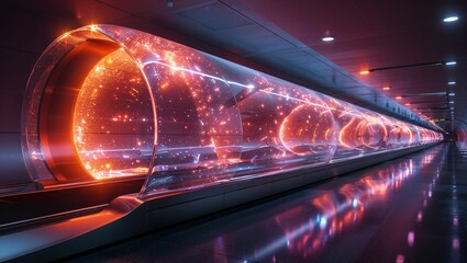 Hyperloop station concept, futuristic transportation, sleek and efficient design, fast-paced