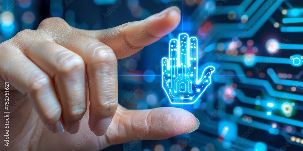 Fototapete  An Interactive Biometric System Symbolizing Advanced Personal Security Technology, Generative AI