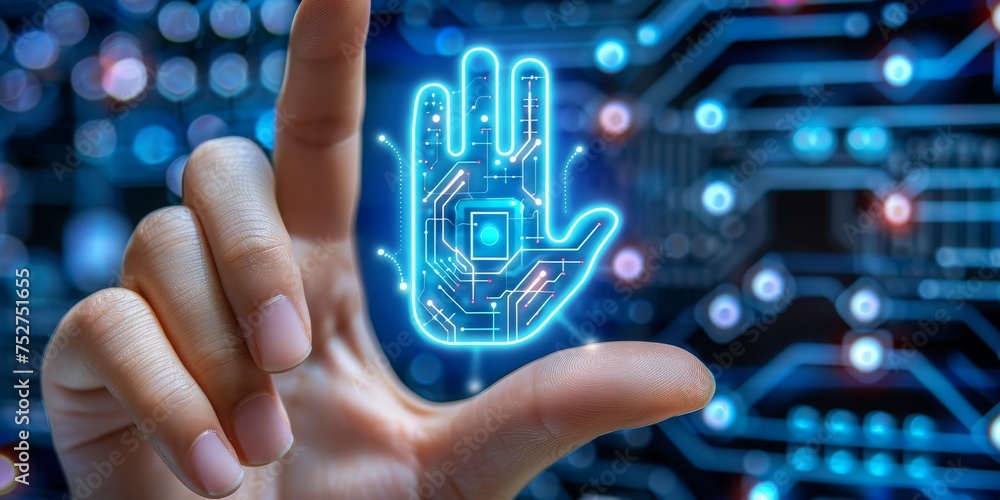 Poster  An Interactive Biometric System Symbolizing Advanced Personal Security Technology, Generative AI