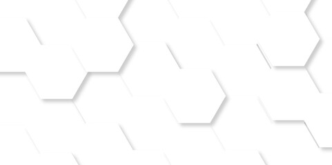 Abstract background with hexagonal hexagon polygonal pattern vector. 3d seamless bright white web cell line grid digital tile abstract honeycomb background.