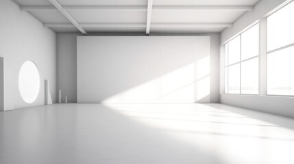 Fototapeta premium Modern studio background, empty space white interior.