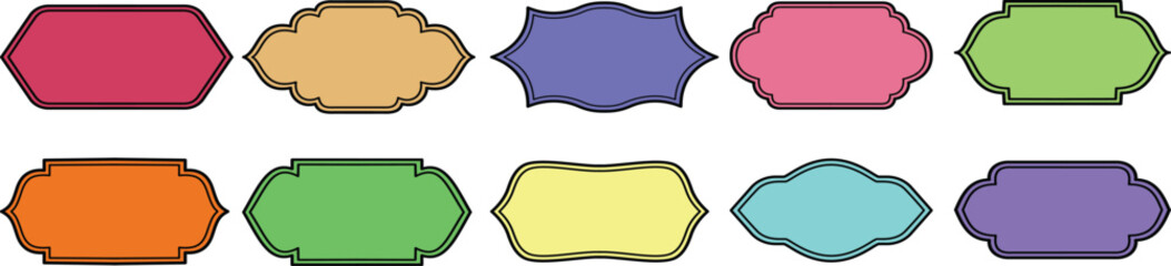 Set of colorful Islamic border, Header, banner and frame design with arabic arch shape. Arabic shape with copy space vector illustration.