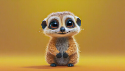 Fototapeta premium A cute 3D Meerkat isolated on a dark background