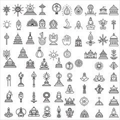 Hinduism religious Elements and Hinduism religious symbol vector set