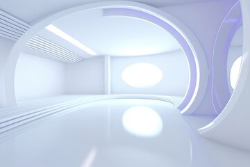 room with a round window in the middle Generative AI.interior and minimalism concept