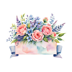 watercolor-bouquet-cradled-by-a-ribbon-frame-blend-of-soft-pastels-shades-of-pinks-and-greens