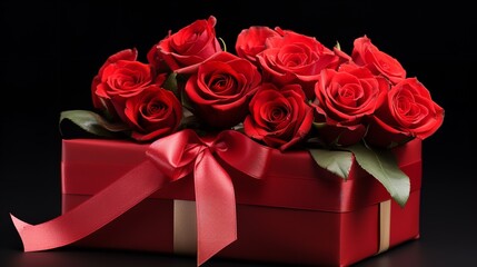 Timeless Elegance: Beautiful Roses in Gift Box on White Background