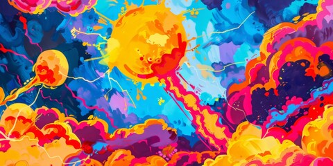 Obraz na płótnie Canvas Multicolored Abstract Painting. Generative AI
