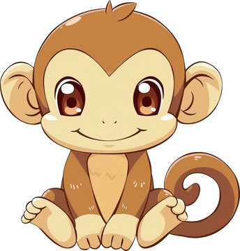 Cartoon style monkey isolated on transparent background. PNG