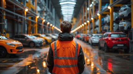 An engineer conducts a safety audit of EV maintenance facilities.