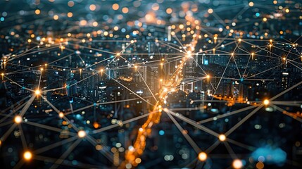 Interactive map of the city with highlighted roads. Anti design, location, virtual, navigation, geography, cyberpunk, technology, geolocation, travel. Generated by AI