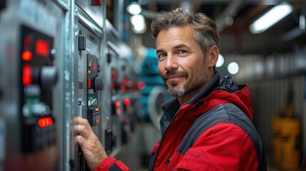 Obraz premium An engineer conducts a safety audit of EV maintenance facilities.