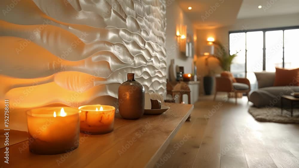 Poster a closeup of a textured plaster feature wall with a raised pattern adding a touch of dimension and l