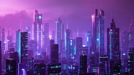 Neon city. Anti design, corporation, matrix, futurism, night, cyberpunk, street, technology, color, skyscraper, city view, augmentation, style, metropolis. Generated by AI