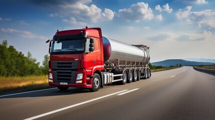 Fototapeta na wymiar Lorry transportation of oil and natural gas