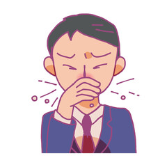 飛沫を押さえる男性のイラスト