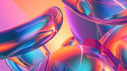Holo abstract shapes. Translucent, futuristic, mesmerizing, iridescent, geometric, otherworldly, hologram, digital, cosmic, neon, innovative, artistic. Generated by AI