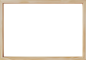 Wooden photo frame isolated on transparent background. PNG