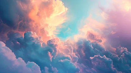Fotobehang Clouds background. Rain, cold, night, damp, skies, grey, thunderstorm, sky, clouds, sun, thunder, hail, lightning, bad weather, downpour, cloudy, weather forecast. Generated by AI © Кирилл Макаров