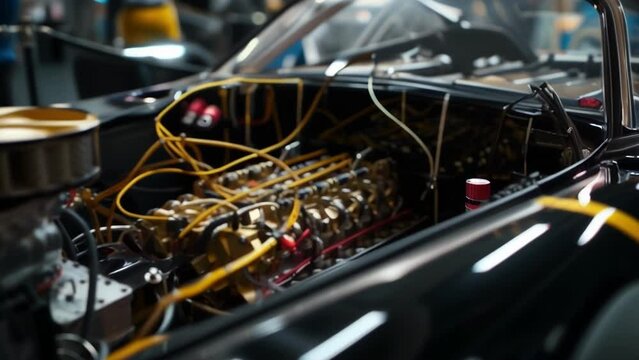 The intricate wiring and electronics of a nitro drag car are meticulously checked and doublechecked to ensure everything is working properly before hitting the track.