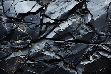 Background Abstract Texture. Dark black rough stone background. Rock suitable for wallpapering walls of houses and various buildings. Realistic clipart template pattern.