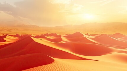 Fototapeta na wymiar Desert sandy landscape. Camel, sun, drought, lizard, oil, temperature, moisture, rock, gorge, excavations, oasis, heat, mirage, thirst, cactus, caravan, Bedouin, water. Generated by AI