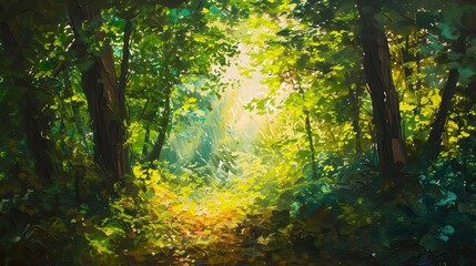 Obraz premium Autumn forest landscape. Foliage, harvest, mushrooms, yellow, red, fallen leaves, fog, coolness, rain, smell, pine cones, animals. Generated by AI