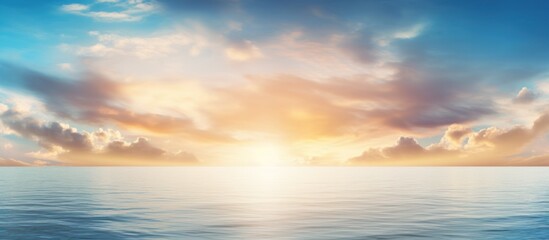 Fototapeta na wymiar beautiful sunlight at ocean bay, panoramic beach travel landscape