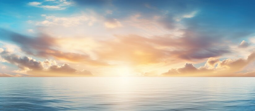 beautiful sunlight at ocean bay, panoramic beach travel landscape