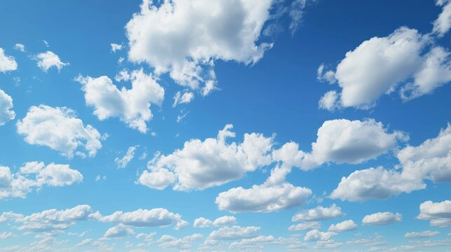 Blue sky background with soft clouds. Weather forecast concept.