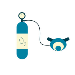 Oxygen cylinder with mask. Vector illustration