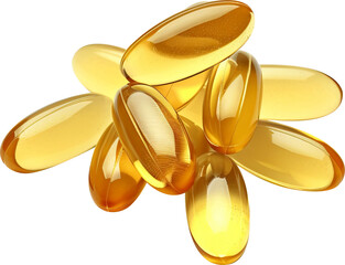 Fish oil capsule isolated on transparent background. PNG