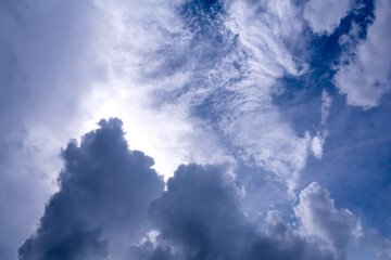 Cumulus clouds in the blue sky