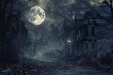 Moonlit Night in the Haunted House Generative AI
