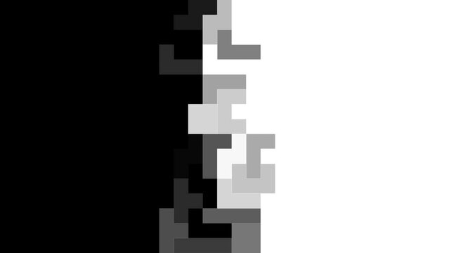 Tetris shapes wipe transition on transparent background