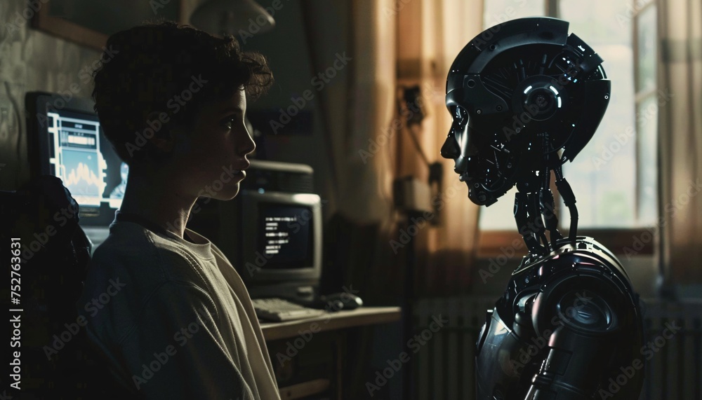 Poster cyborg encounter a glimpse into the future generative ai
