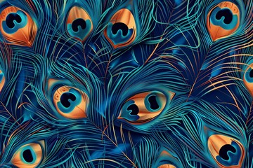 Peacock Paradise A Blue and Gold Monthly Event Generative AI
