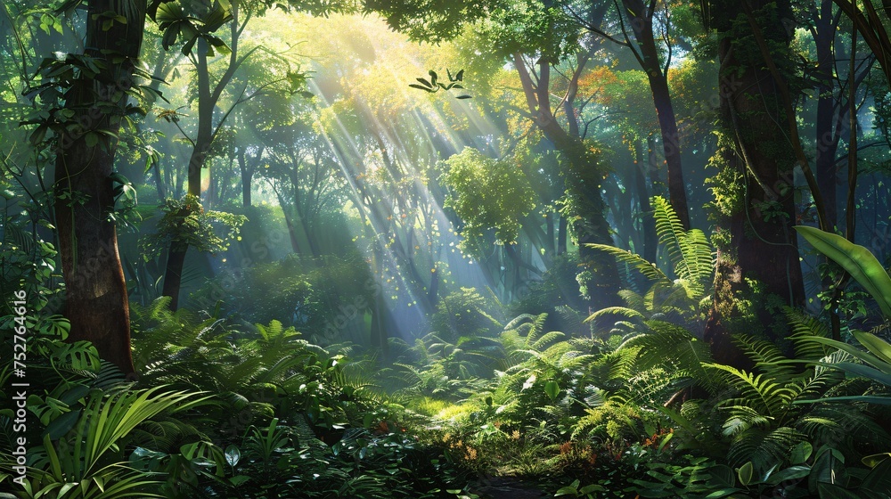 Poster a sunlit path in the jungle a tribute to the solar eclipse generative ai