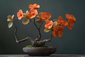ikebana de flores de loto naranja 