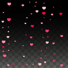 Hearts Confetti Falling Background. St. Valentine's Day pattern. Romantic Scattered Hearts Design Element. Love. Sweet Moment. Gift. Cute Element of Design for Sales or Celebration.