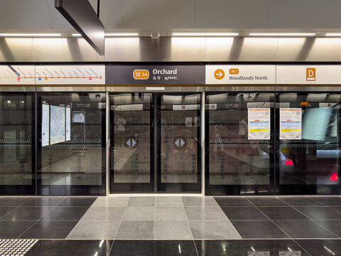 Information signs at Orchard Road station on the Singapore  Mass Rapid Transit system