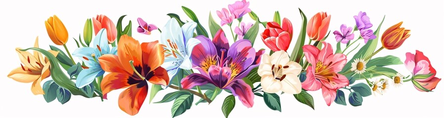Blooming Beauties A Colorful Bouquet of Flowers for a Springy Vibe Generative AI