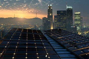Solar Cityscape A Glimpse of the Future Generative AI - obrazy, fototapety, plakaty