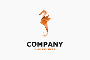 modern seahorse origami paper logo © Bayu